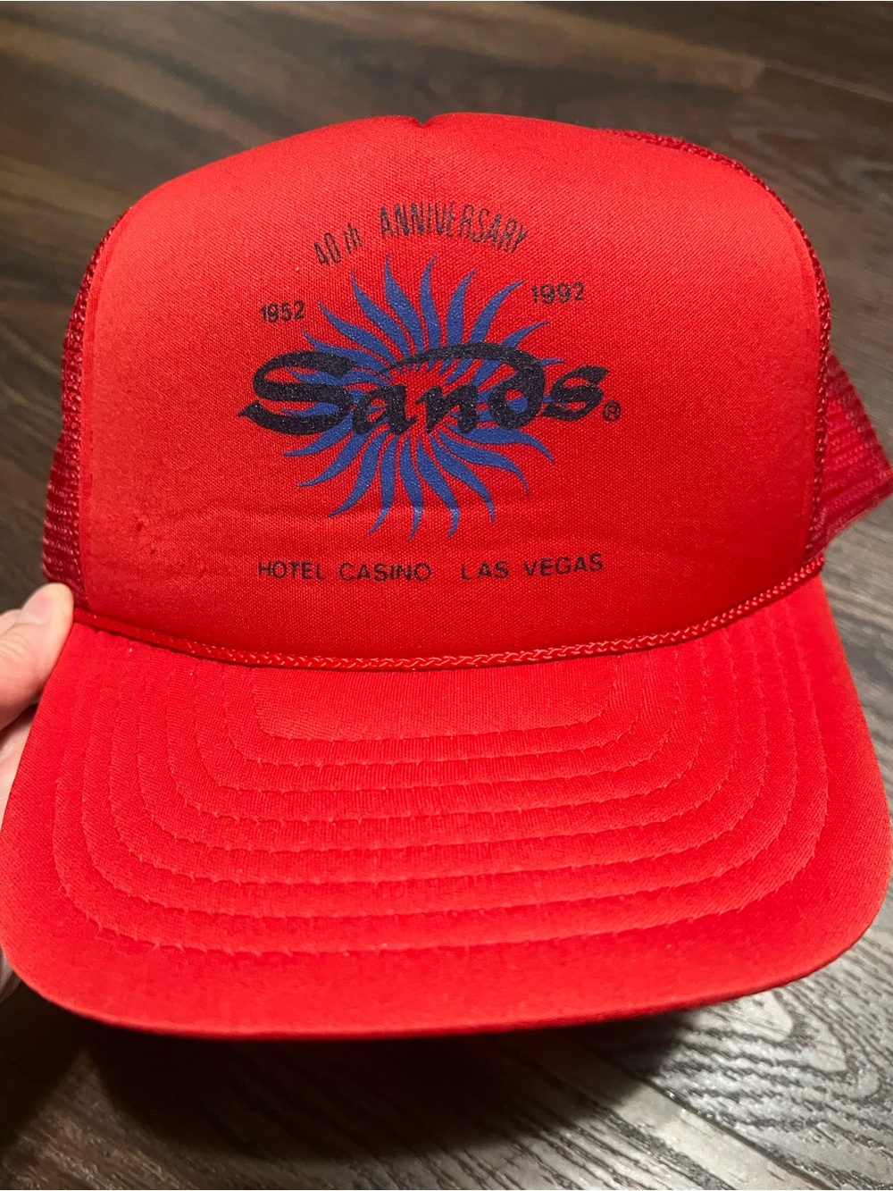 Vtg 1992 SANDS CASINO Hotel 40th Anniversary Snapback Trucker Hat Cap LAS VEGAS